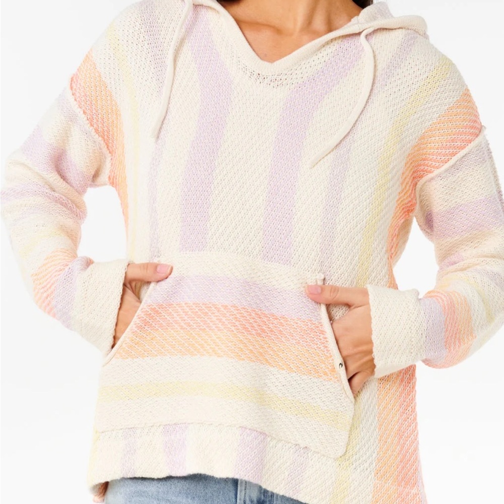 RIP CURL NEON ISLES KNIT PONCHO PULLOVER BEACH WEAR SZ M - Picture 2 of 10
